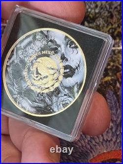 2024 Mexican Libertad 1 oz Colorized Silver Coin 24k Gold Accents Low Mint 500