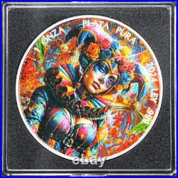 2024 Mexico 1 Ounce Silver Libertad Dia de los Muertos Harlequin OGP STOCK