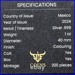 2024 Mexico 1 Ounce Silver Libertad Dia de los Muertos Harlequin OGP STOCK