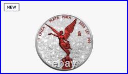 2024 Mexico 1-Oz Silver Libertad Diamond Dust Fire Ennobled BU Limited QTY