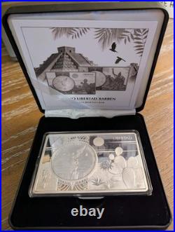 2024 Mexico 1 Oz Silver Libertad In Premium Display Bar Holder. Silver, Nickel