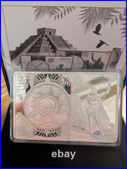 2024 Mexico 1 Oz Silver Libertad In Premium Display Bar Holder. Silver, Nickel