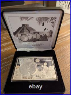 2024 Mexico 1 Oz Silver Libertad In Premium Display Bar Holder. Silver, Nickel