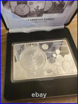 2024 Mexico 1 Oz Silver Libertad In Premium Display Bar Holder. Silver, Nickel