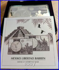 2024 Mexico 1 Oz Silver Libertad In Premium Display Bar Holder. Silver, Nickel