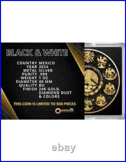 2024 Mexico 1 oz Silver Libertad Diamond Dusted Black and White