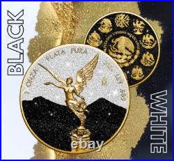2024 Mexico 1 oz Silver Libertad Diamond Dusted Black and White