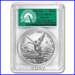 2024 Mexico 1 oz Silver Libertad MS-70 PCGS (FDI, Green Label)
