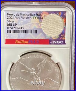 2024 Mexico 1 oz Silver Libertad NGC MS69 Banco de Mexico Bag Fragment Bullion