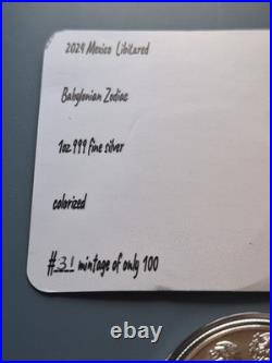 2024 Mexico 1 oz Silver Libertad Zodiac Colorized 1 of 100 1 oz Silver