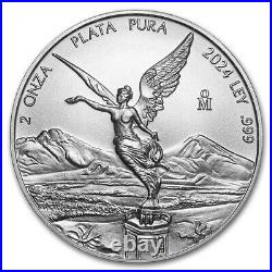 2024 Mexico 2 oz Silver Libertad MS-70 NGC (ER, Coat of Arms)