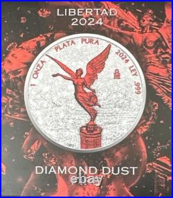 2024 Mexico BU 1 oz Silver Libertad Diamond Dust Fire PiK Coins Edition Rare