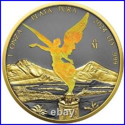 2024 Mexico Libertad 1 Oz Silver Golden Ring Holo Ruthenium Edition
