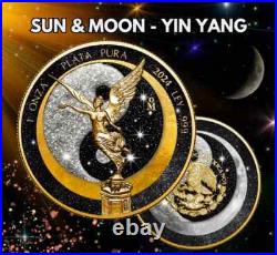 2024 Mexico Libertad 1 Oz Silver Sun & Moon Yin Yang Diamond Dusted 2024 Mexico Libertad 1 Oz Silver Sun & Moon Yin Yang Diamond Dusted