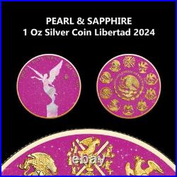 2024 Mexico Libertad 1 oz Silver Coin Pink Sapphire & Mother of Pearl Edition
