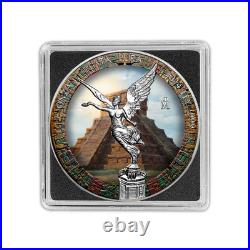 2024 Mexico Libertad 1 oz Silver Colored Aztec Calender Edition MIntage of 100