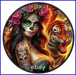 2024 Mexico Libertad 1 oz Silver Colored Dia De Los Muertos Special Edition 2024 Mexico Libertad 1 oz Silver Colored Dia De Los Muertos Special Edition