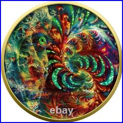 2024 Mexico Libertad 1 oz Silver Fractal Destiny Metallic Color with Green Holo