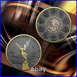2024 Mexico Libertad 1 oz Silver Multimetals Double Gold and Ruthenium Gild Coin