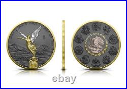 2024 Mexico Libertad 1 oz Silver Multimetals Double Gold and Ruthenium Gild Coin
