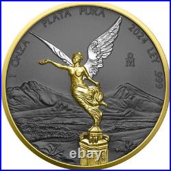 2024 Mexico Libertad 1 oz Silver Multimetals Double Gold and Ruthenium Gild Coin