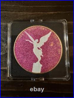 2024 Mexico Libertad 1 oz Silver Pink Sapphire Dusted with Mother of Pearl