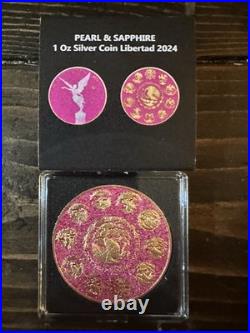 2024 Mexico Libertad 1 oz Silver Pink Sapphire Dusted with Mother of Pearl 2024 Mexico Libertad 1 oz Silver Pink Sapphire Dusted with Mother of Pearl