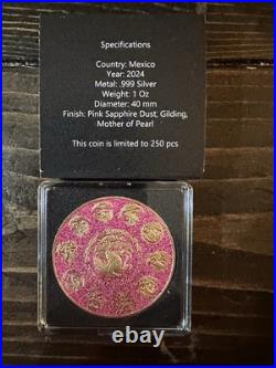 2024 Mexico Libertad 1 oz Silver Pink Sapphire Dusted with Mother of Pearl