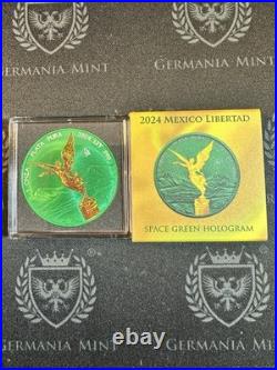 2024 Mexico Libertad 1 oz Silver Space Green Holo Last in Series of 3
