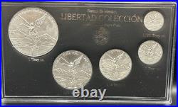 2024 Mexico Libertad. 999 Fine Silver 5 Coin Uncirculated Collection Set