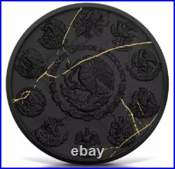 2024 Mexico Libertad Black & Gold Marble 1oz Silver Colorized Ceramic Coated