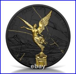 2024 Mexico Libertad Black & Gold Marble Coin 1 oz. 999 Silver in box with coa