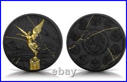 2024 Mexico Libertad Black & Gold Marble Coin 1 oz. 999 Silver in box with coa