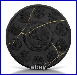 2024 Mexico Libertad Black & Gold Marble Coin 1 oz. 999 Silver in box with coa