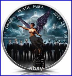 2024 Mexico Libertad Black Hologram Dark Secrets 1 oz Silver Colorized Coin
