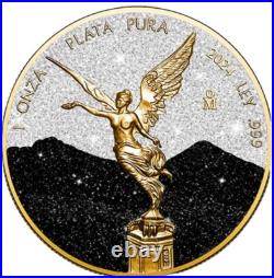 2024 Mexico Libertad Black & White Diamond Dust Edition 1oz Silver Coin