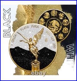 2024 Mexico Libertad Black & White Diamond Dust Edition 1oz Silver Coin