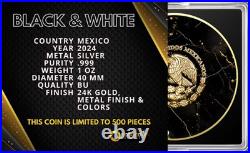 2024 Mexico Libertad Black & White Golden Marble Edition 1 oz. 999 Silver Coin 2024 Mexico Libertad Black & White Golden Marble Edition 1 oz. 999 Silver Coin