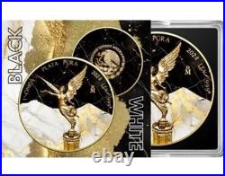 2024 Mexico Libertad Black & White Golden Marble Edition 1oz. Silver Coin