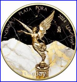 2024 Mexico Libertad Black & White Golden Marble Edition 1oz. Silver Coin