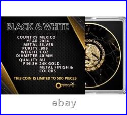 2024 Mexico Libertad Black & White Golden Marble Edition 1oz. Silver Coin