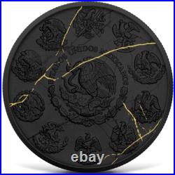 2024 Mexico Libertad Black and Gold Marble 1 oz Silver Colorized Ceramic Coated