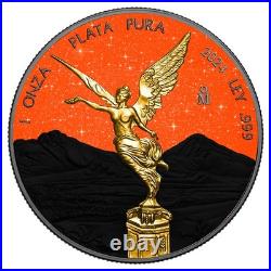 2024 Mexico Libertad Black and Orange Diamond Dust Edition 1 oz Silver Coin