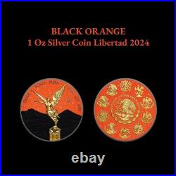 2024 Mexico Libertad Black and Orange Diamond Dust Edition 1 oz Silver Coin