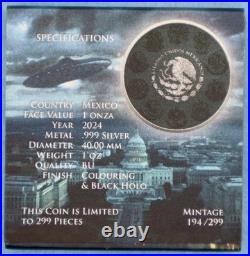 2024 Mexico Libertad Dark Secrets Aliens, 1 Oz. 999 Fine Silver, #194/299