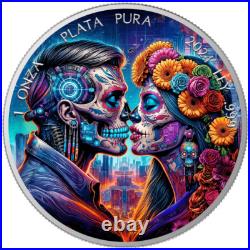 2024 Mexico Libertad Dia De Los Muertos CYBERPUNK 1 oz Colorized Silver Coin