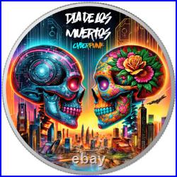 2024 Mexico Libertad Dia De Los Muertos CYBERPUNK 1 oz Colorized Silver Coin
