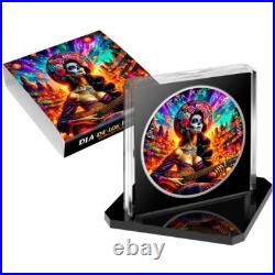 2024 Mexico Libertad Dia De Los Muertos SUNRISE GUITARIST 1 oz Color Silver Coin