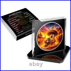 2024 Mexico Libertad Dia De Los Muertos SUNRISE GUITARIST 1 oz Color Silver Coin