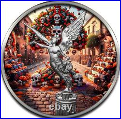 2024 Mexico Libertad Dia De Los Muertos Tree of Death 1 oz Color Silver Art Coin